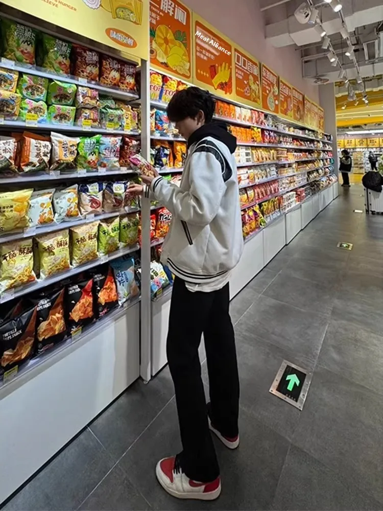 

Мужские джинсы-клеш для высоких мужчин, черные, американского стиля, с высокой талией, прямые, длинные брюки, для весны и осени, повседневные джинсы