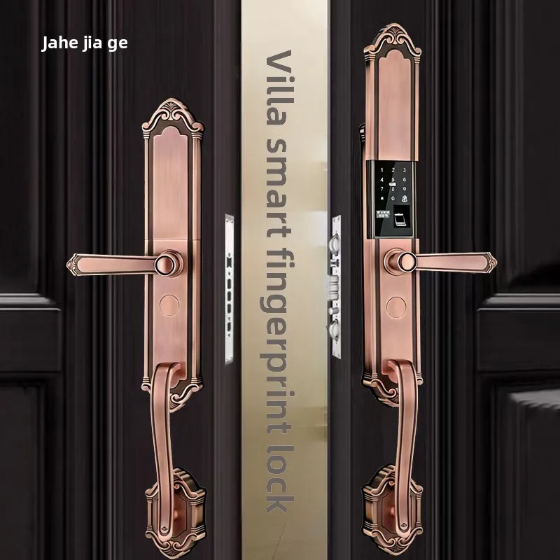 Household fingerprint lock with handle, anti-theft door, password lock, European electronic lock, swipe card, country villa dou