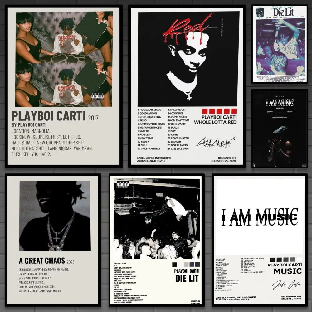 O-Opium Rap Playboi Carti Poster Versatile HD Waterproof Wall Art Self-Adhesive Decor for Any Space Ideal Gift