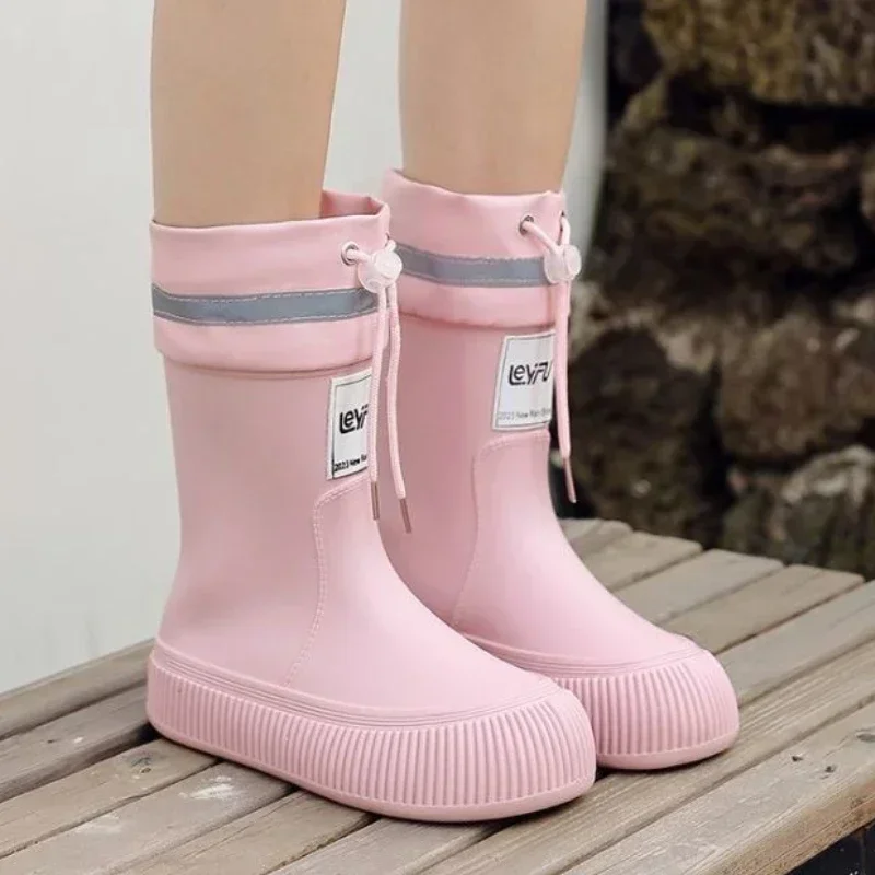 

Women Rain Boots Fashion Comfy Anti Slip Trend Lightweight Soft Rain Shoes Outdoor Fishing Thick Sole Waterproof Rain Shoes