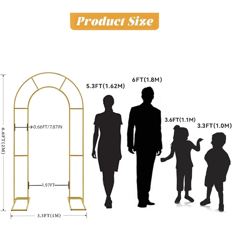 Durable Double Arch Backdrop 6.6ft 7.2ft Metal Open Arch Backdrop U Shape Wedding Arch for Ceremonial Baby Shower