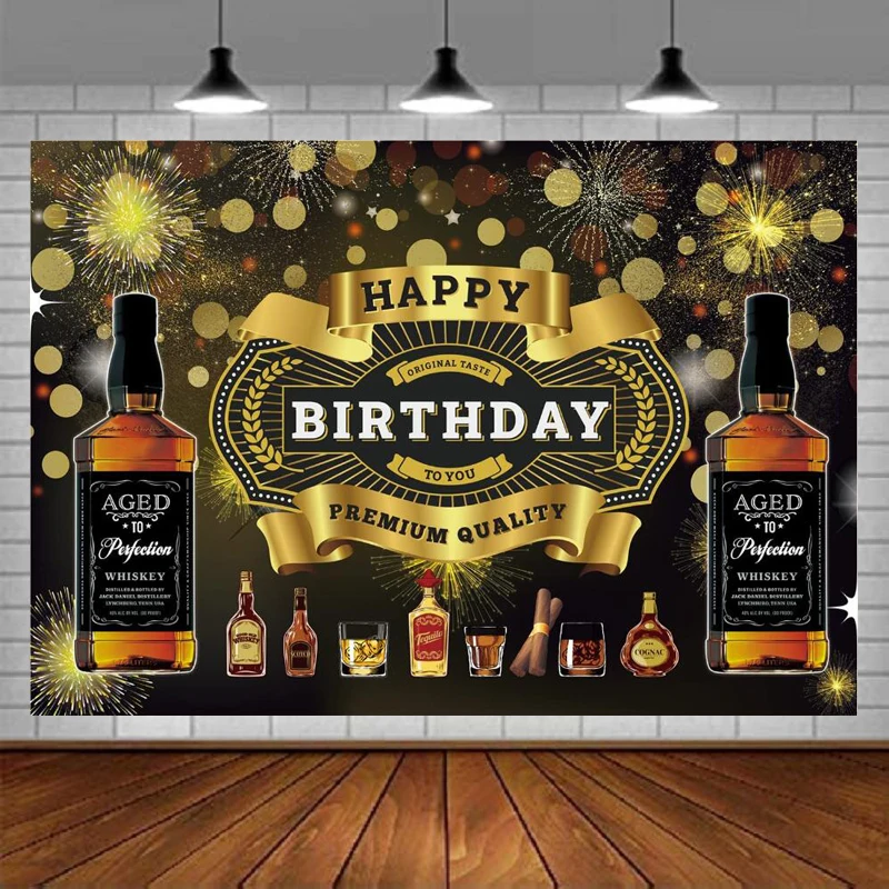 Photography Backdrop Whiskey Birthday Decorations Banner For Men Aged To Perfection Party Background Supplies Banner Poster