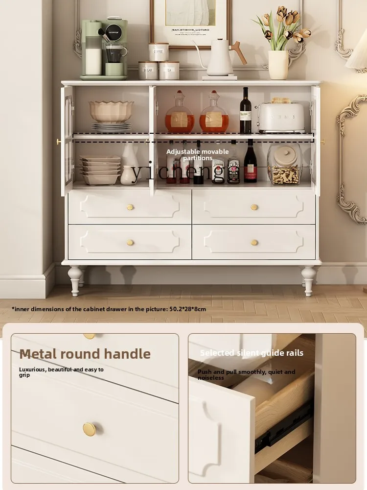 

LSL French Display Cabinet Living Room Wall-Mounted Sideboard Glass Door Sofa Storage Small Apartment