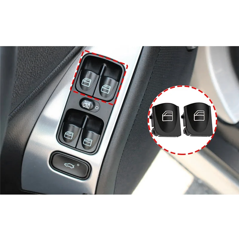 Window Switch Button Covers for Mercedes Benz W203 W208 C Clk Class Front Left+Right Window Switch Repair Button Caps