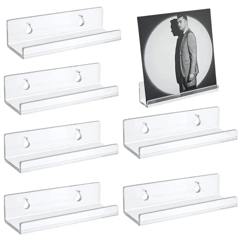 4/6/8pcs Acrylic Record Display Stand 4/7/12 inch Clear Wall Mounted Vinyl Record Holder Shelf LP Record Album Storage Rack