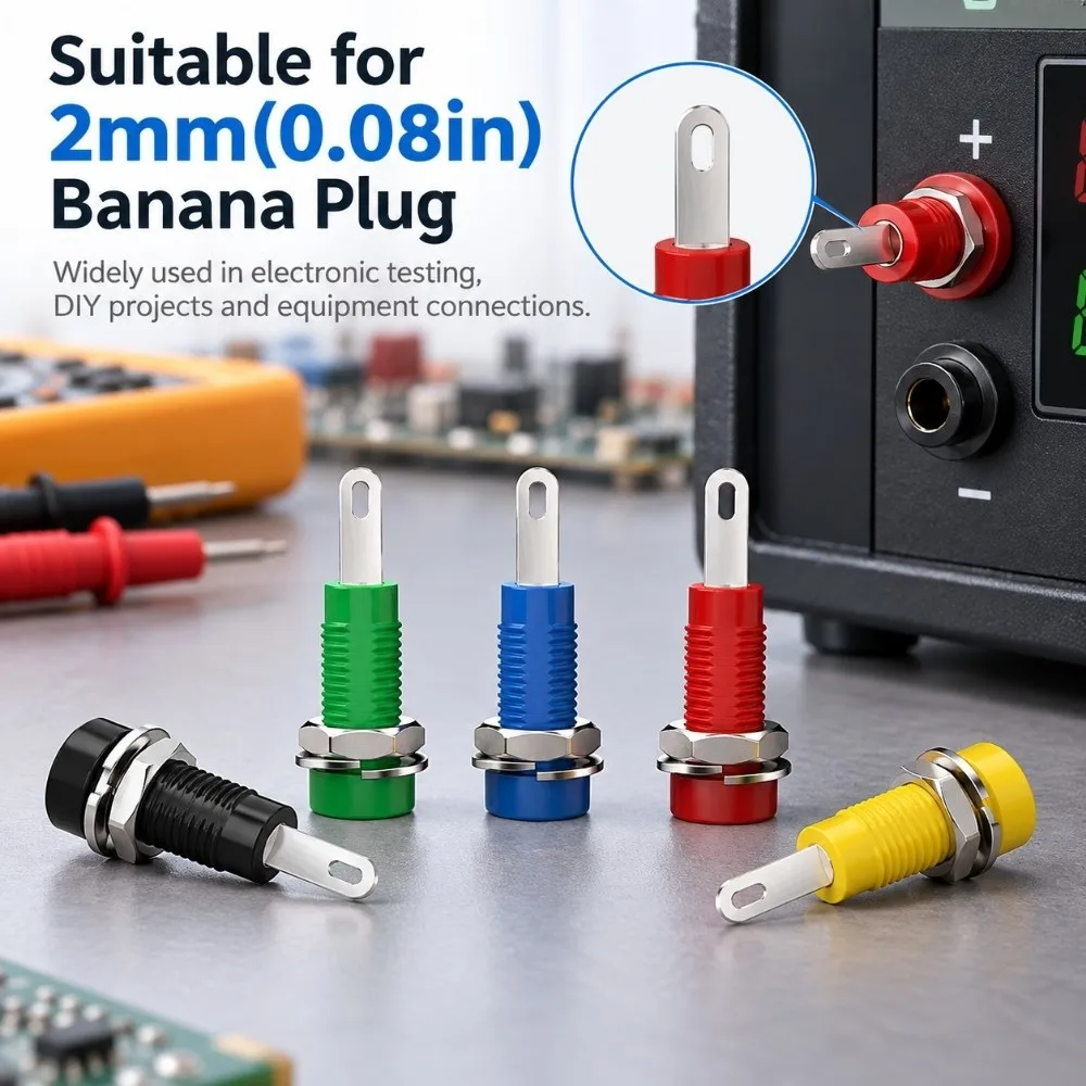 6pcs New 2mm Banana Socket 5Colors Copper/ABS Jack Electrical Connector 24*7.3mm Terminal Test Hole DIY Parts