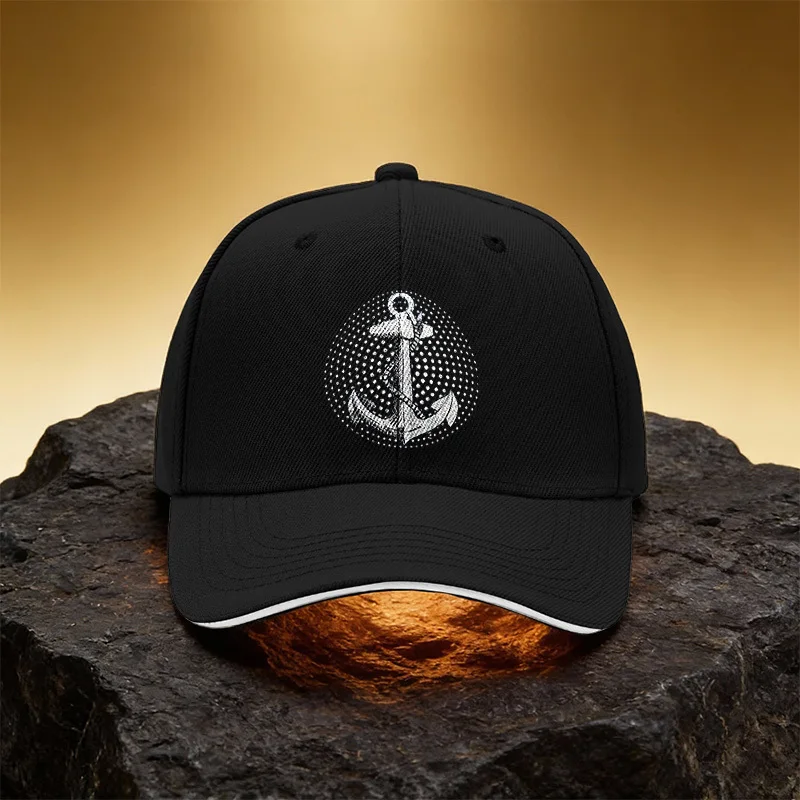 Anchor Chain Polka Dot Pattern Hat Unisex Printed Baseball Cap Sandwich Duckbill Cap Sports Hat Suitable for Daily Commu