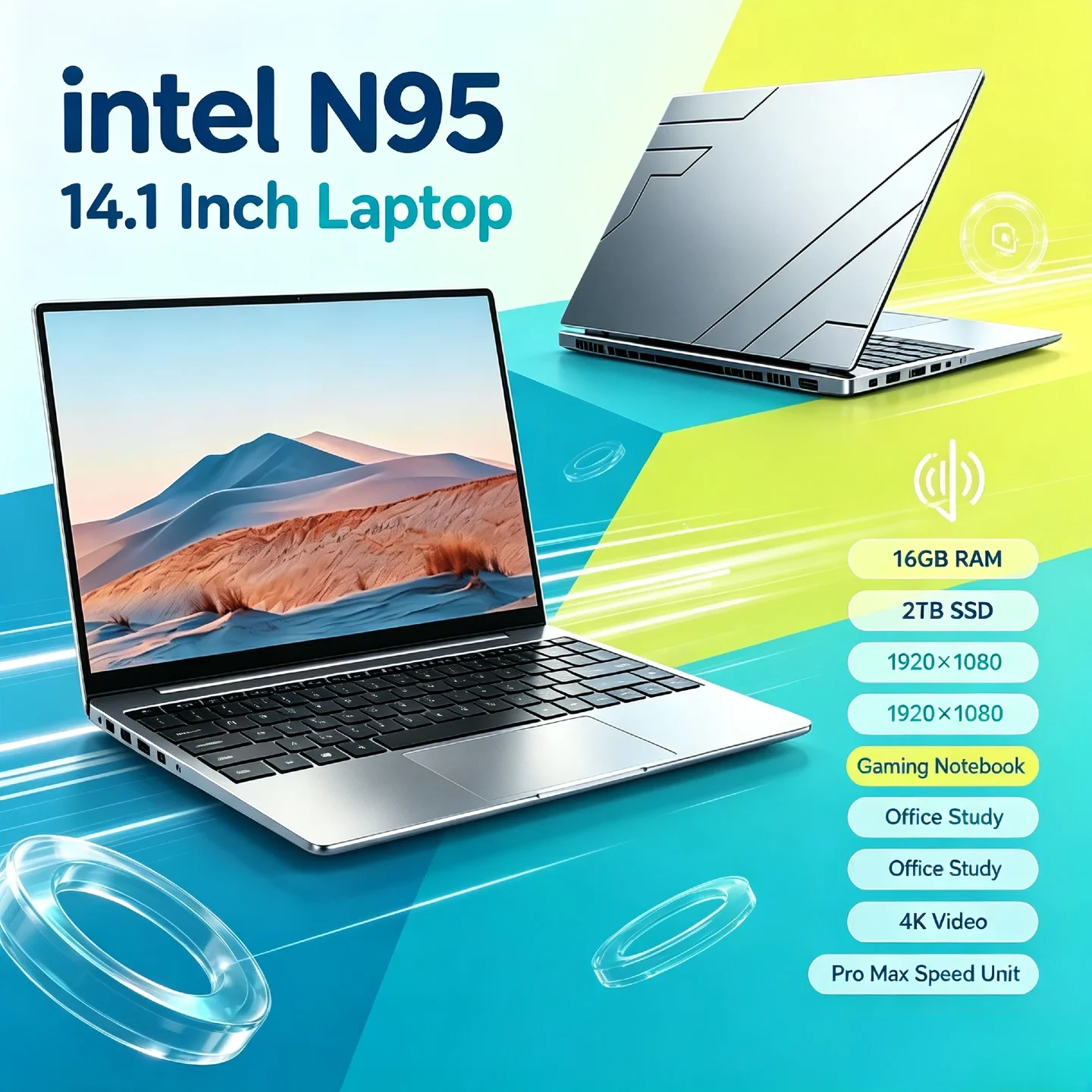 Intel Intel N95 Portable Notebook PC 32GB RAM 1TB 2TB SSD 14.1