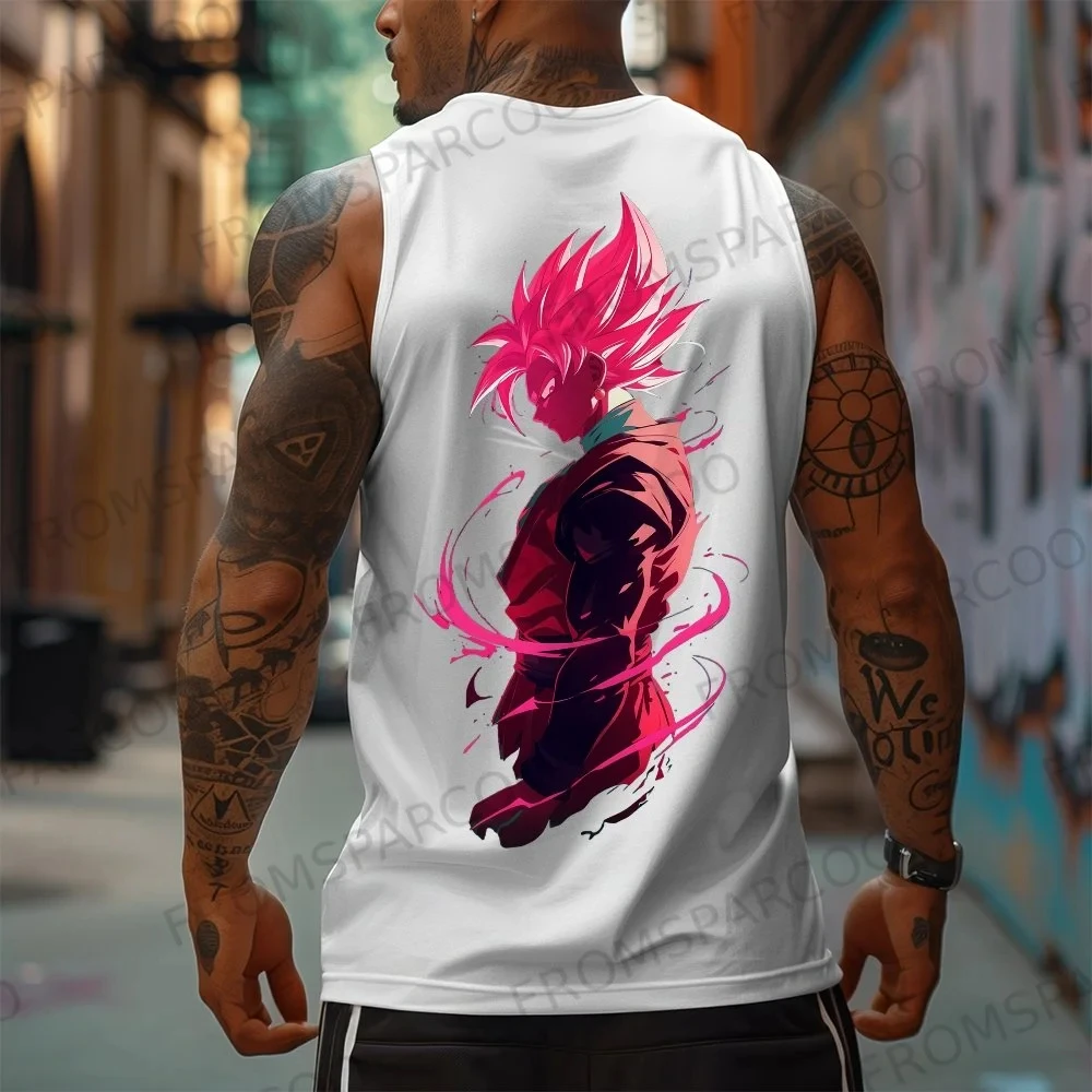 

Dragon Ball Anime Goku Peripheral Printed Tank Top Men's Sports and Leisure Loose Summer Fashion Cotton Tank Top