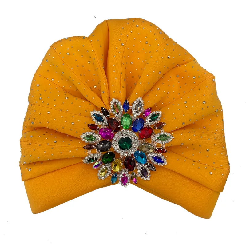 Luxury Rhinestones Women\'s Turban Hat 2023 New Lady Head Wrap African Geles Headtie Nigeria Headpiece Party Headwear Turbans