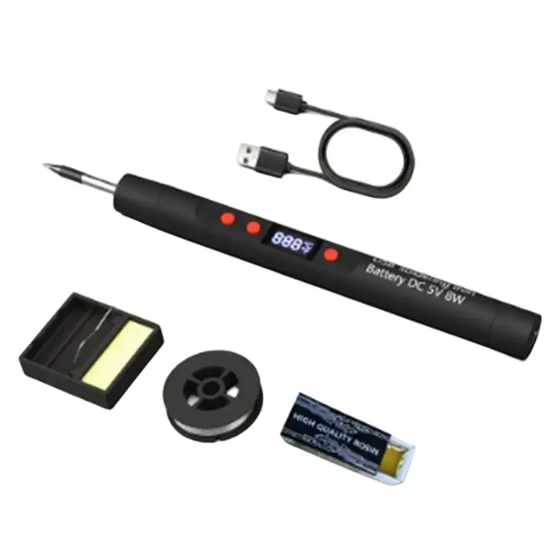 A84E-Cordless Soldering Iron Kit, USB Charging LCD Temp Adjust 260-450℃, With Tips, Fast Charge Auto Sleep