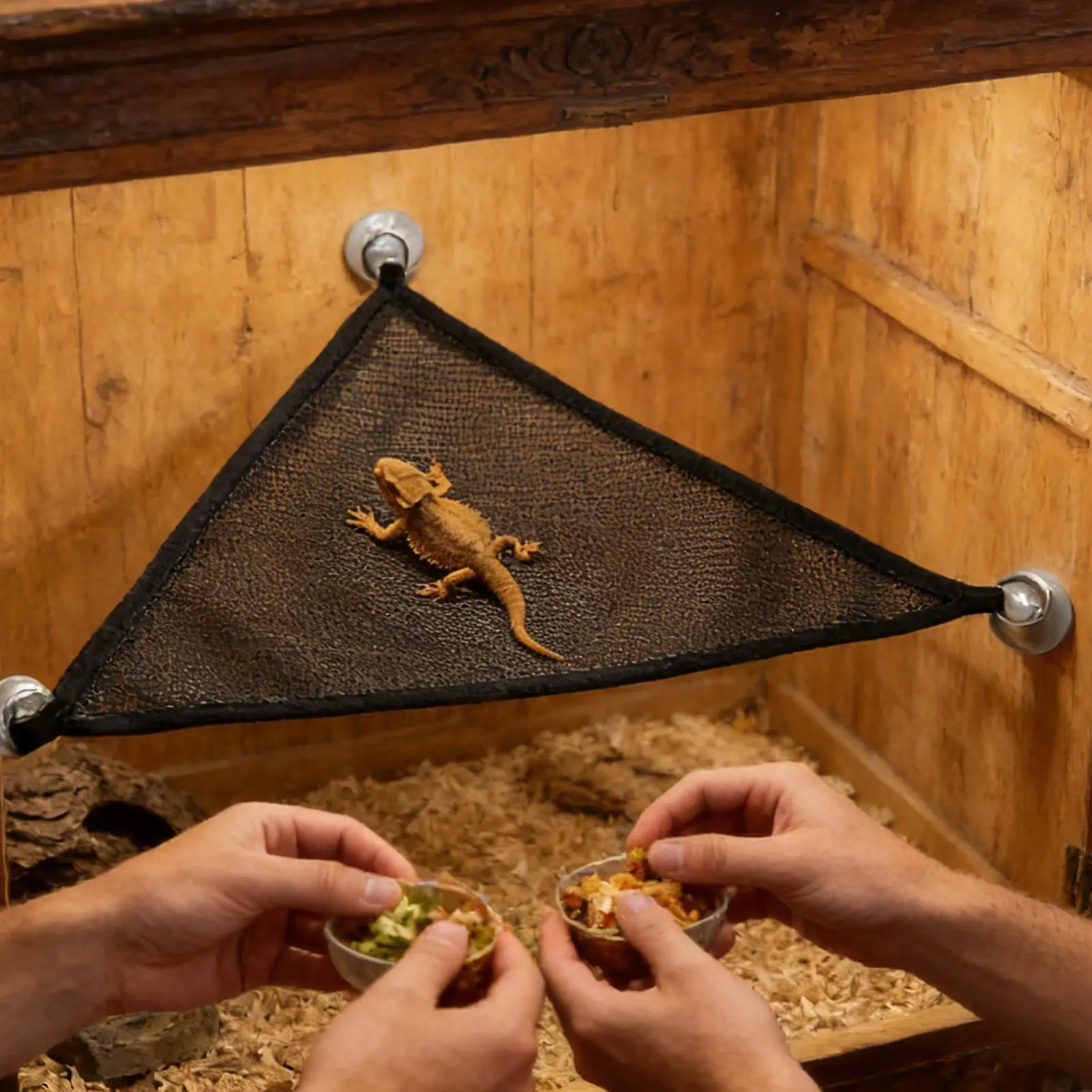 2pcs Breathable Mesh Reptile Hideouts Chinchilla Hammock Hamster and Sugar Glider Hammock Reptile Cooling Toy Lizard Hammock