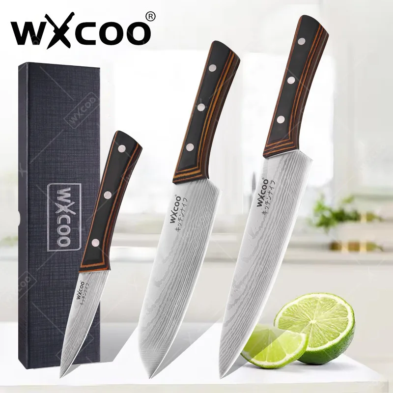 

WXCOO Профессиональный нож шеф-повара Японский набор кухонных ножей Мясник Резка Нож для обвалки Фруктовые ножи Кухонные ножи для нарезки