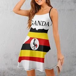 Sexy Uganda Map Flag Women's Sling Dress Funny Novelty  Clubs  Woman's Dress Suspender Dress Unique