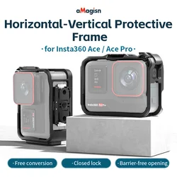 1Pcs aMagisn Horizontal-Vertical Protective Frame ABS Plastic Sports Camera Accessory for Insta360 Ace/Ace Pro