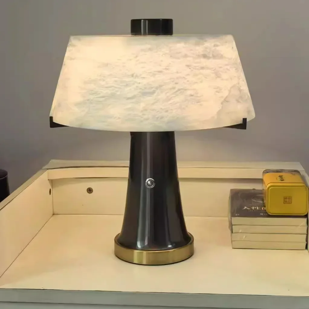 مصباح طاولة غرفة النوم من الرخام الإسباني، طراز بسيط، غرفة المعيشة، غرفة الدراسة، فندق LED، تركيبات إضاءة منزلية #3