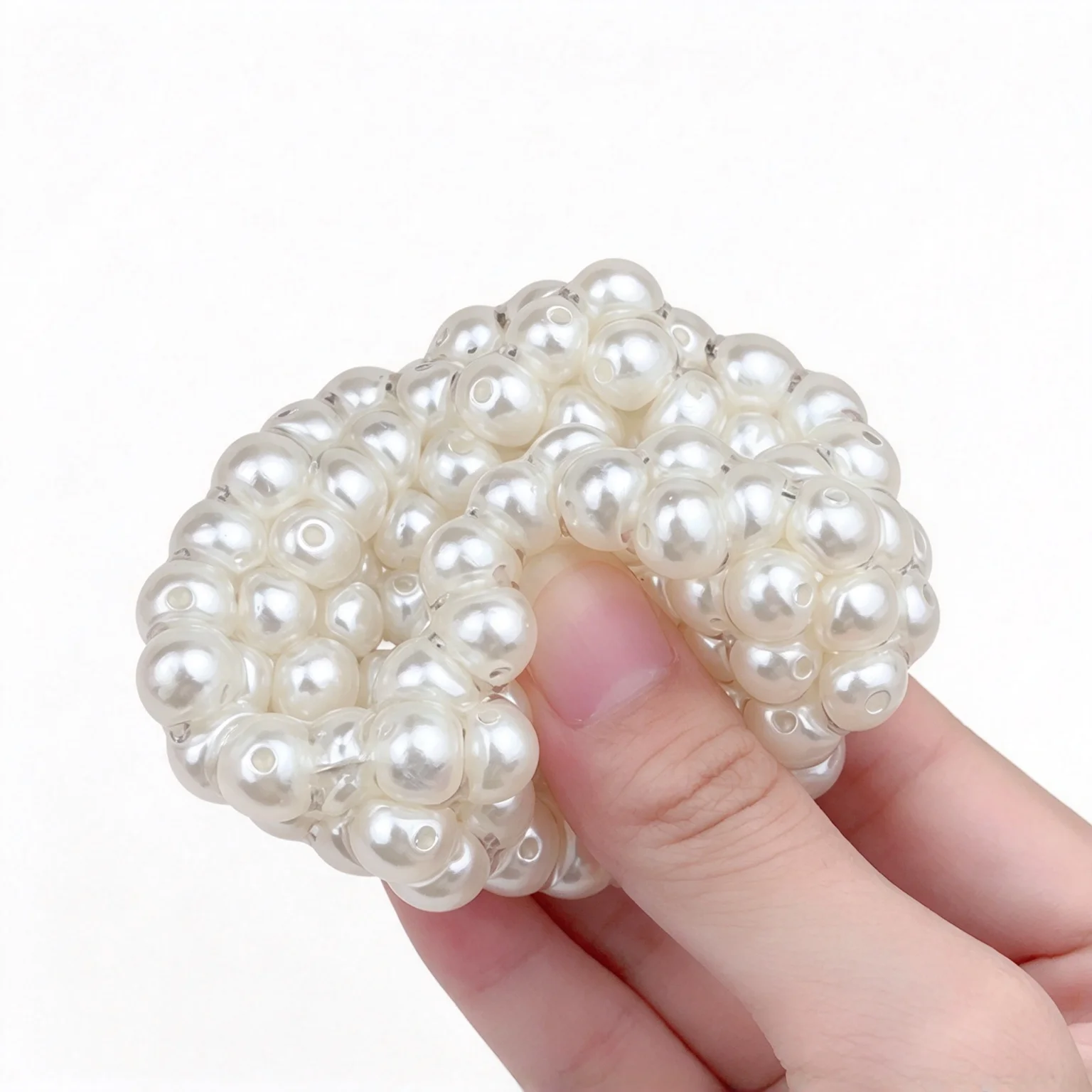 Faux Pearl Bead Style Handmade Squishy Ball, ASMR Crunchy Squeeze Fidget Toy, Slow Rebound Stress Relief Sensory Toy, Desktop De