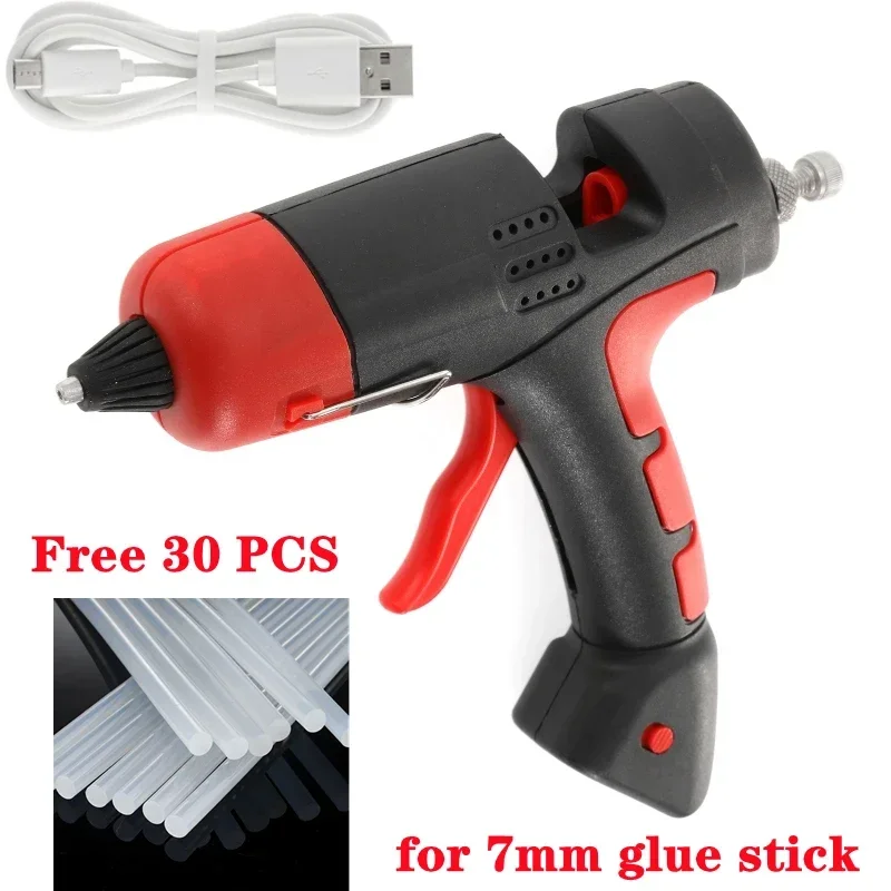 

7mm 580W Cordless Hot Glue Gun Copper Nozzle Rechargeable Lithium Battery Glue Output Adjustable Gun Home DIY Repair Tool