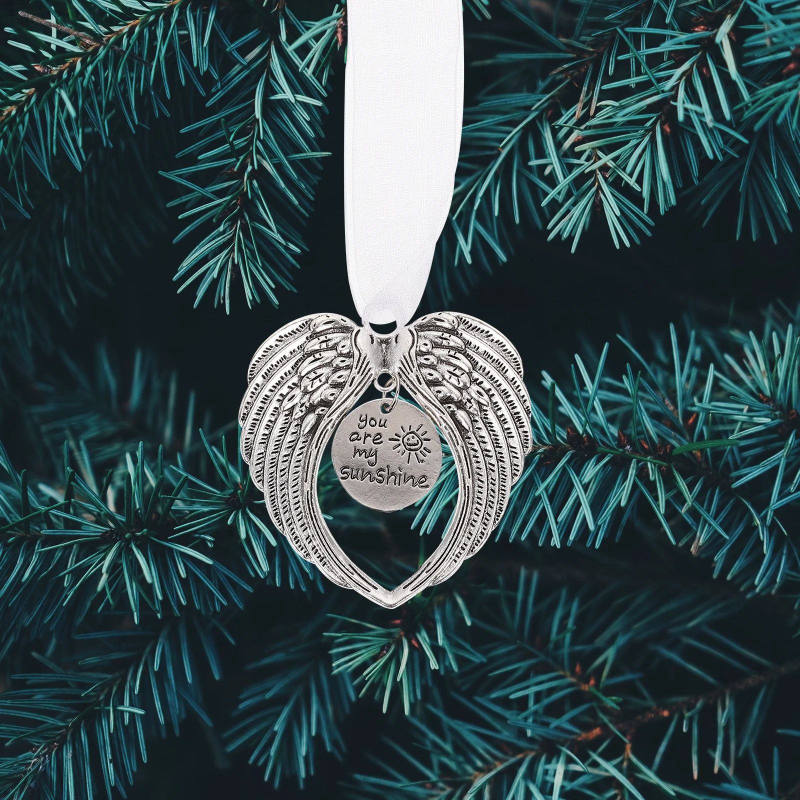 

2 PCS Angel Wings Ornament Tree Memorial Pendant Ornaments Christmas Decoration Decorate