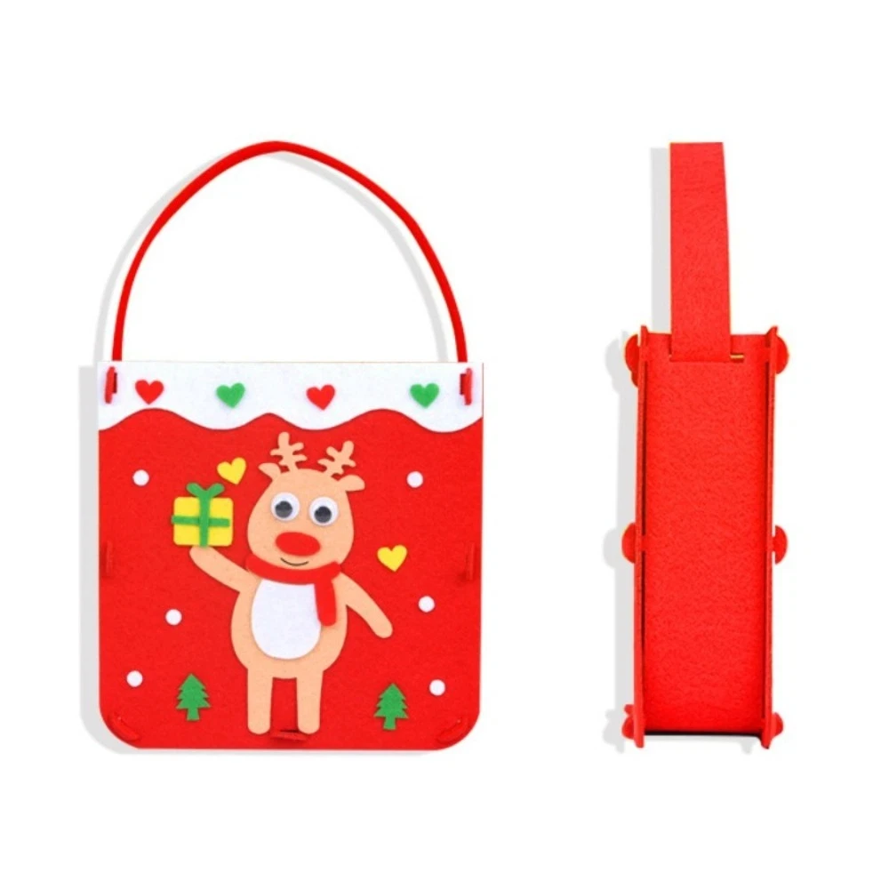 Non-woven Fabric DIY Xmas Candy Bag Santa Claus Snowman Christmas Bag Toy Handmade Christmas Tree Portable Elk Handbag Toddlers