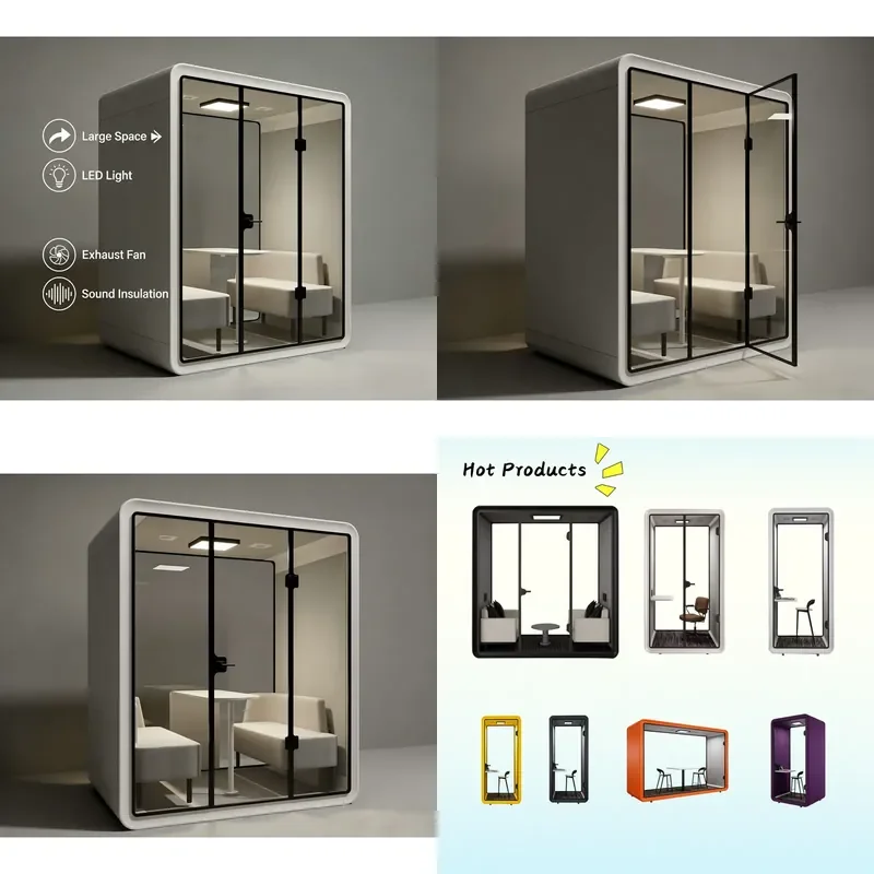 Modern Eco-friendly Aluminum Frame Multifunctional Soundproof Conference Room Office Cabin for Office Building Hotel