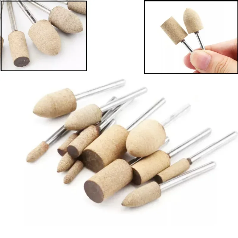 Skórzana głowica szlifierska 3mm Shank polerowanie tarcza szczotki polerskiej do narzędzi obrotowych Dremel usuwanie rdzy gratowanie polerowanie