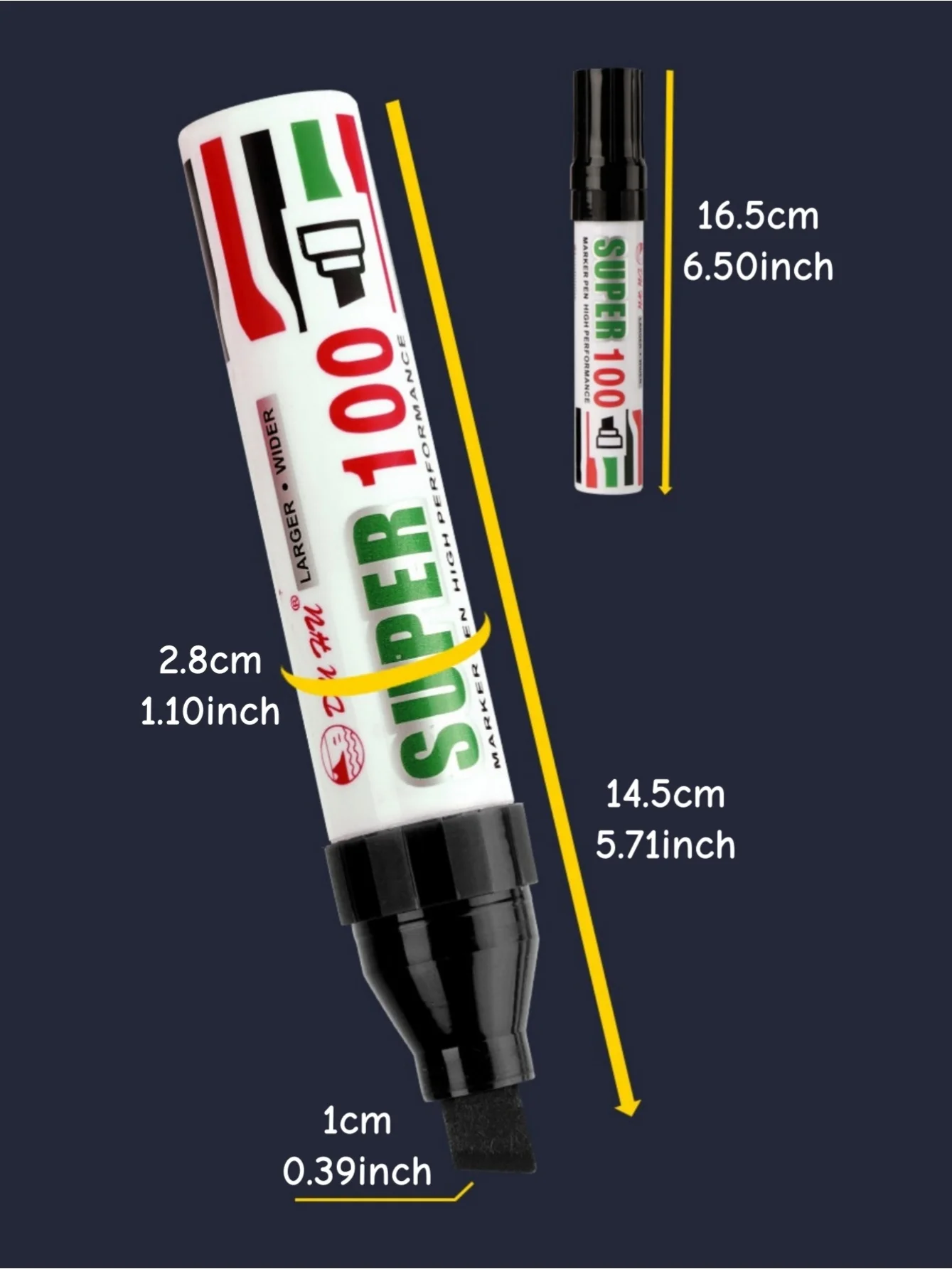 1/3 Stück Jumbo Permanentmarker mit extra breiter Keilspitze, wasserfest und wischfest, zum Schutz vor Identitätsdiebstahl und Dokumentenschutz, A7990 – Detail 2
