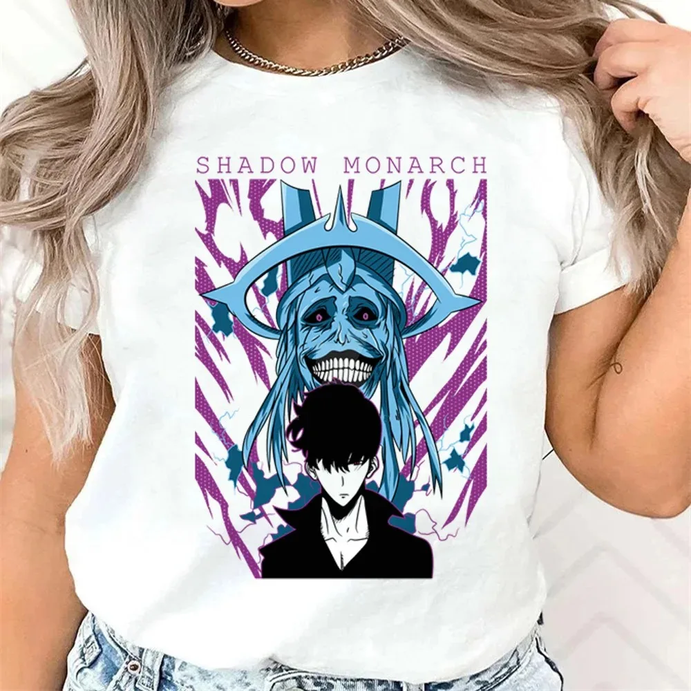 

Solo Leveling Harajuku Print T-Shirt Sung Jinwoo New Anime Manga Tshirt Men Women Clothing Short Sleeve Cartoon T Shirt