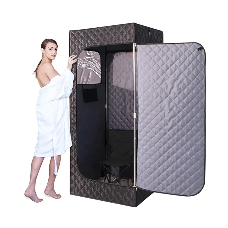 Folding Steam Sauna Box Home Spa 1000W Sauna Tent Portable 1 Person Infrared Sauna With Red Light Therapy