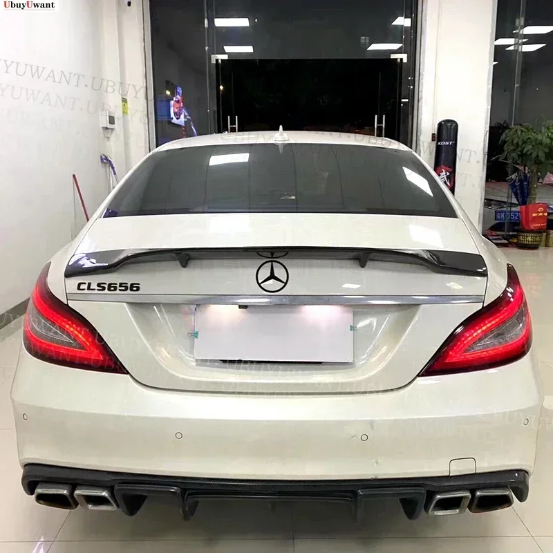 FOR Benz CLS Class W218 CLS 260 300 350 Carbon Fiber Car Rear Spoilers Trunk Tail Wing Lip Spoiler R Style 2011 - 2016 view 6