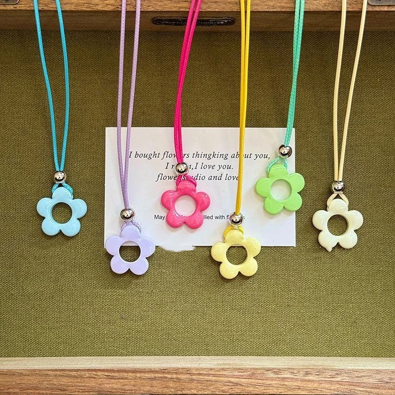 1pc flor charme resina colar oco flor pingente colar com nó ajustável material de resina perfeito para casamento dropship