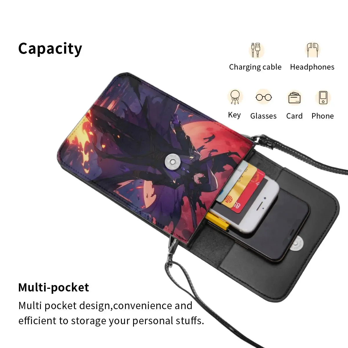 Anime Eminence In Shadow Crossbody Wallet Cell Phone Bag Shoulder Bag Cell Phone Purse Adjustable Strap