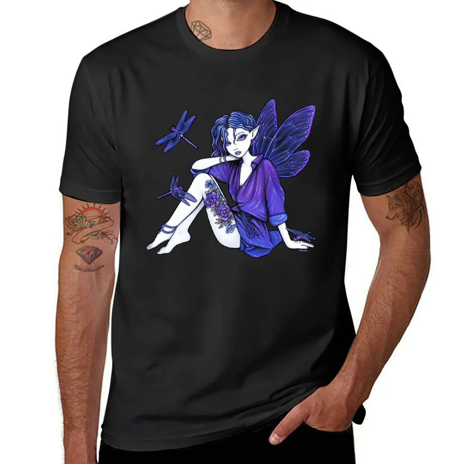 Cassie Purple Blue Dragonfly Fairy T-Shirt customs aesthetic clothes quick drying Blouse mens tall t shirts