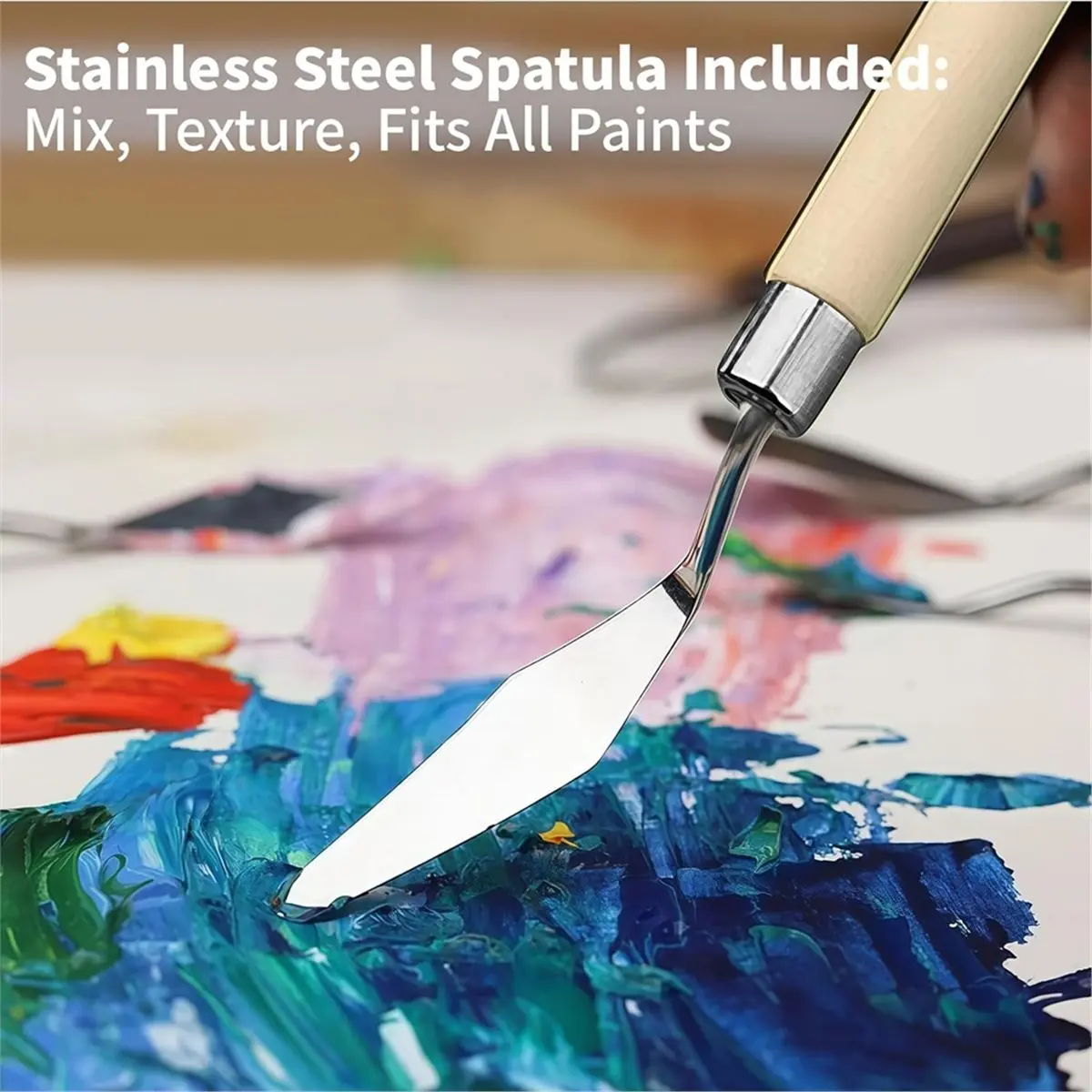 25pcs Paint Brush Set, for Acrylic Painting, with Paint Spatula and Cloth Roll - Art Supplies for Artists and Beginners