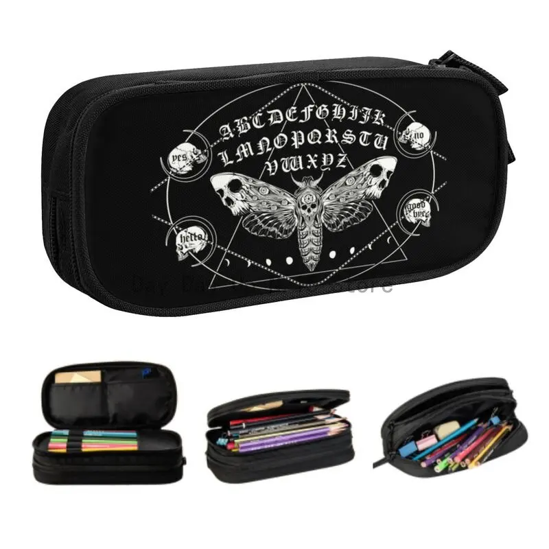 Death Moth Spirit Board Kawaii Pencil Cases Girl Boy Large Storage Gothic Skull Pencil Box Students Stationery