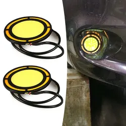 2Pcs Aluminum Board 73mm DC12V Round COB Daytime Running Lights Dual Color LED Driving Signal Lamp Car Exterior Accessories