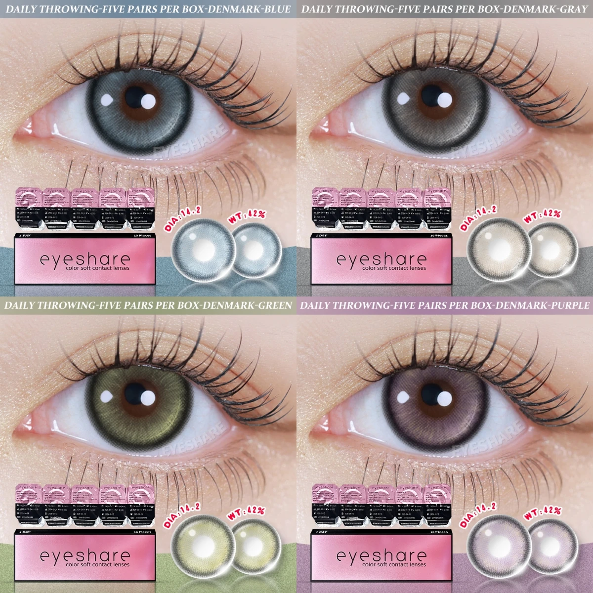 Eye share 10 Stück farbige Kontaktlinsen 1 Tag Tages linse natürlicher blauer Kontakt täglich Einweg 1 Tag verwenden farbige Make-up-Linsen
