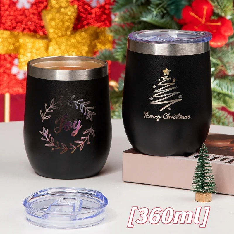 360 ml 12 oz Weihnachts-Thermosbecher aus Edelstahl, wärmeisolierte Eierschalenbecher für Zuhause, Büro, Reisen, Anti-Fall-Kaffeeflasche