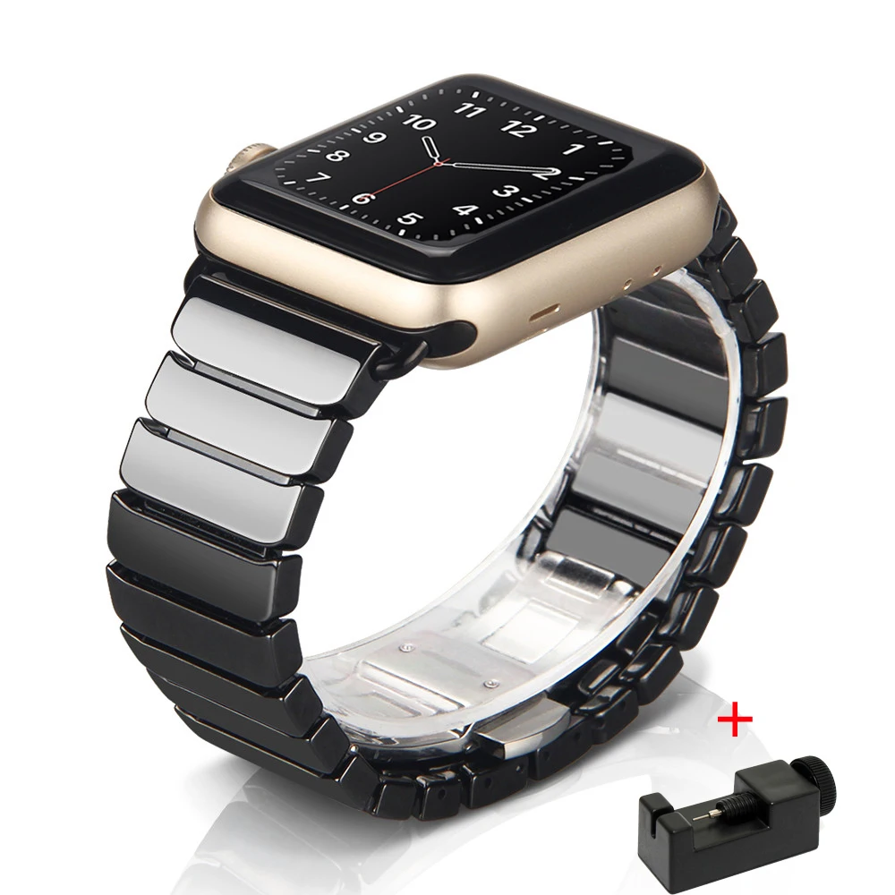 Ceramic Strap for Apple Watch Band 45mm 41mm 44mm 40mm 49mm 42mm 38mm Butterfly Clasp Wristband iWatch Series 8 Ultra 7 6 5 4 SE