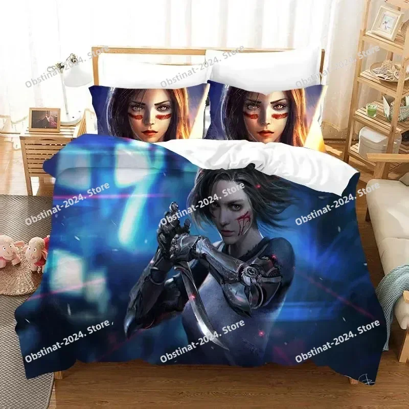

3D Movie ALITA Pattern Bedding Set Printed Bed Set With Pillowcase Bed Duvet Cover Soft Single Double Queen Super King Size