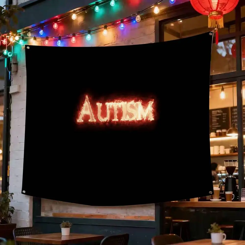 Funny Autism Skeleton Meme Colorful Flag Wall Hanging Bohemian Wall Banner Mandala Indoor Art Decor