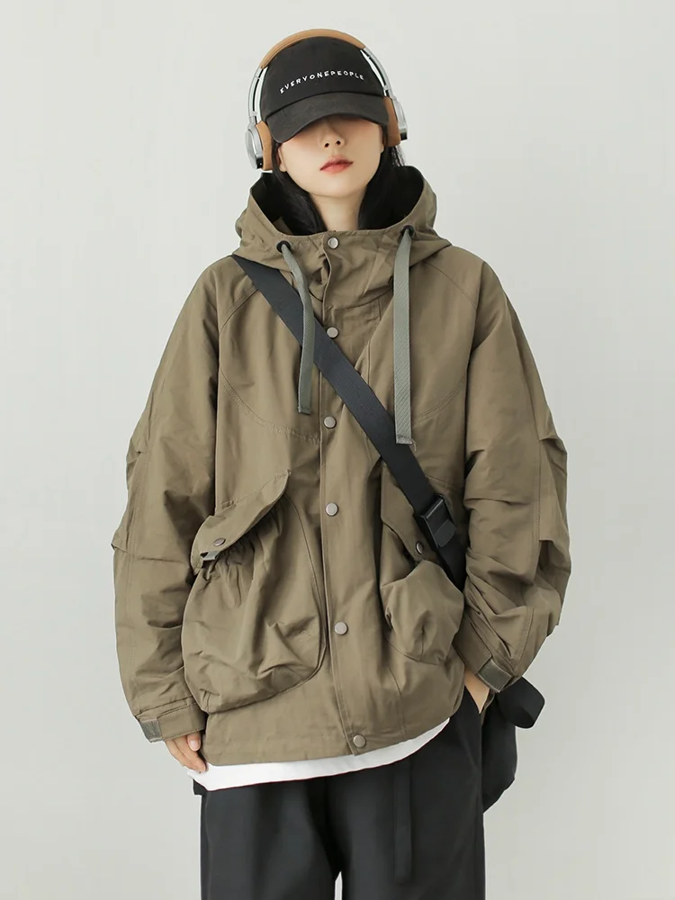 

Женская свободная рабочая одежда в стиле ретро в японском стиле с капюшоном и застежкой-молнией, модный кардиган