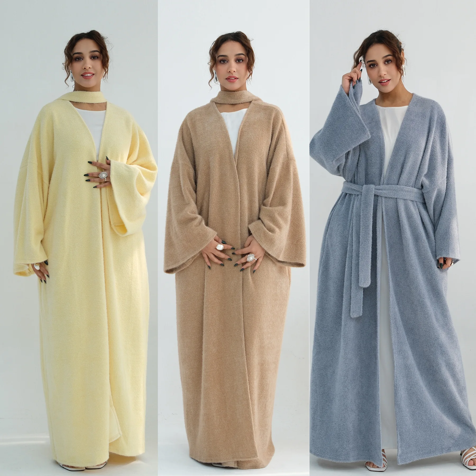 

Eid Abaya Women Knit Open Long Cardigan Muslim Jalabiya Ramadan Dubai Vestidos Largos Islam Party Arab Long Robe Kaftan Spring