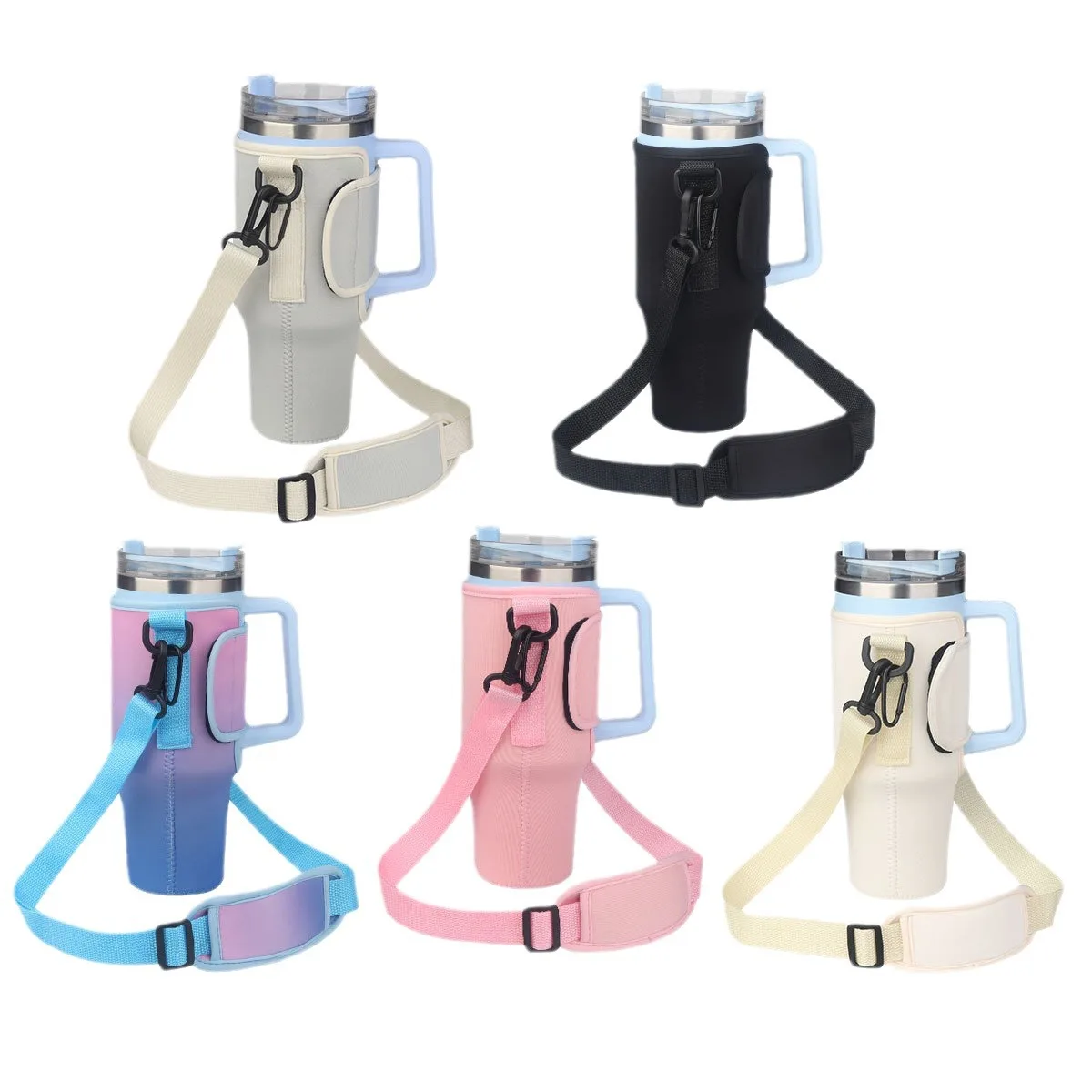 Water Bottle Bag With Strap And Carabiner For Stanley 40 Oz Insulated Mug Cup Holder Camping Outdoor Portable Water Bottle Bag