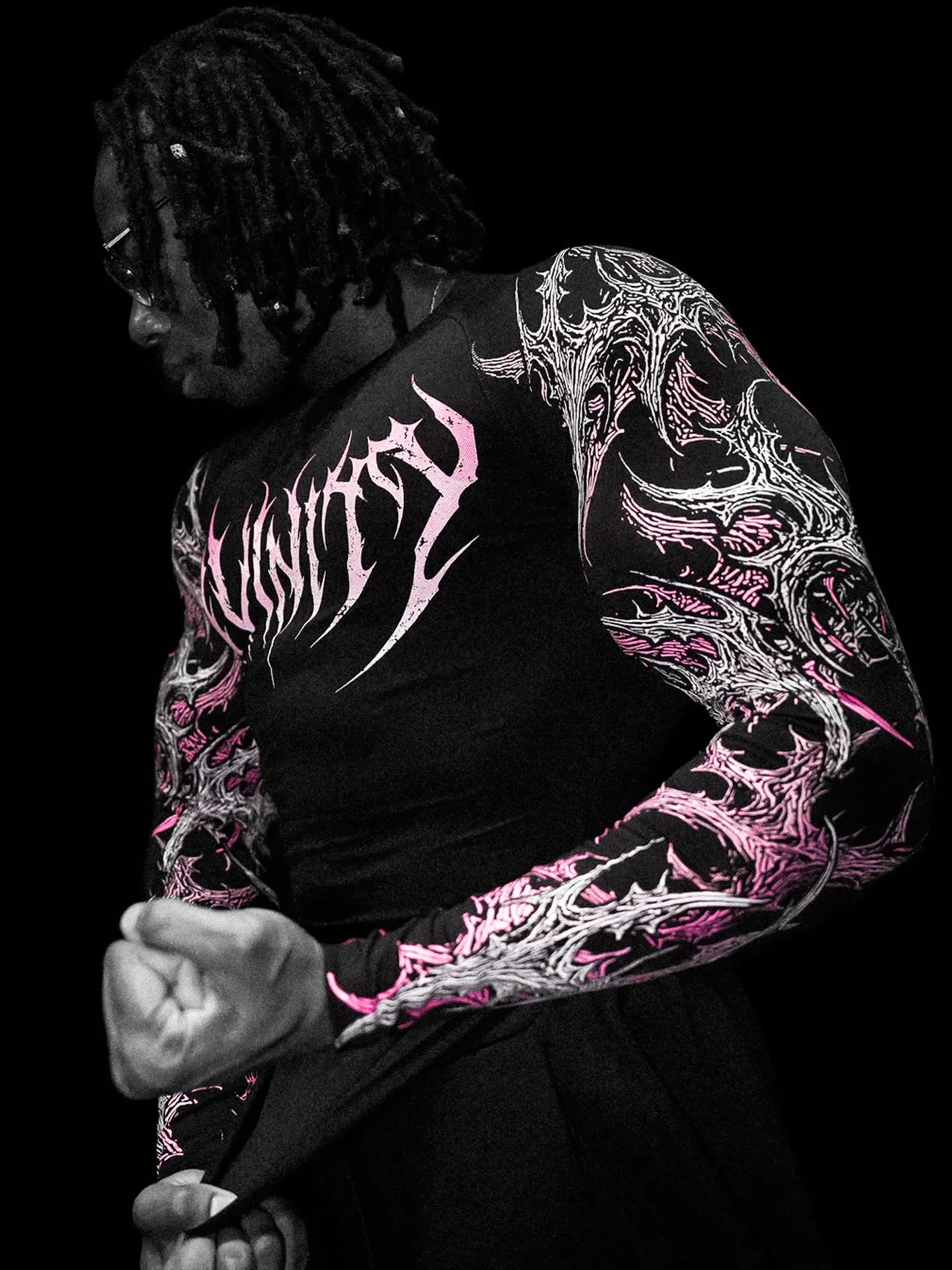 Gym Spring Men's Sports Compression Long Sleeve High Elastic Breathable Tattoo Like Arm Flame Patterns Fitness Power Training