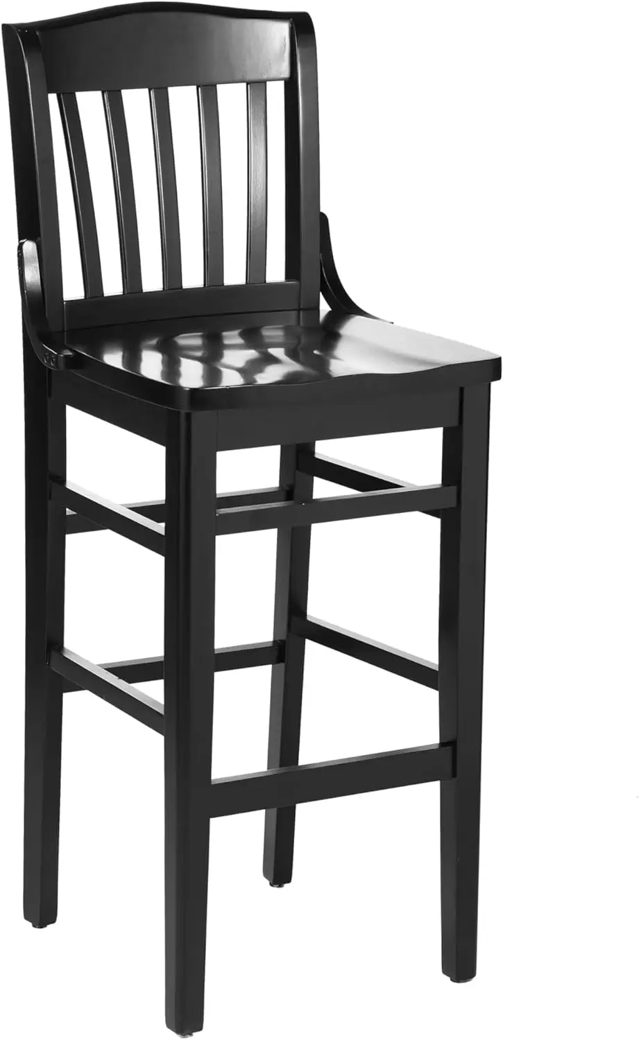 

Hercules School House Back Metal Restaurant Barstool - Black Wood Seat - Black Frame