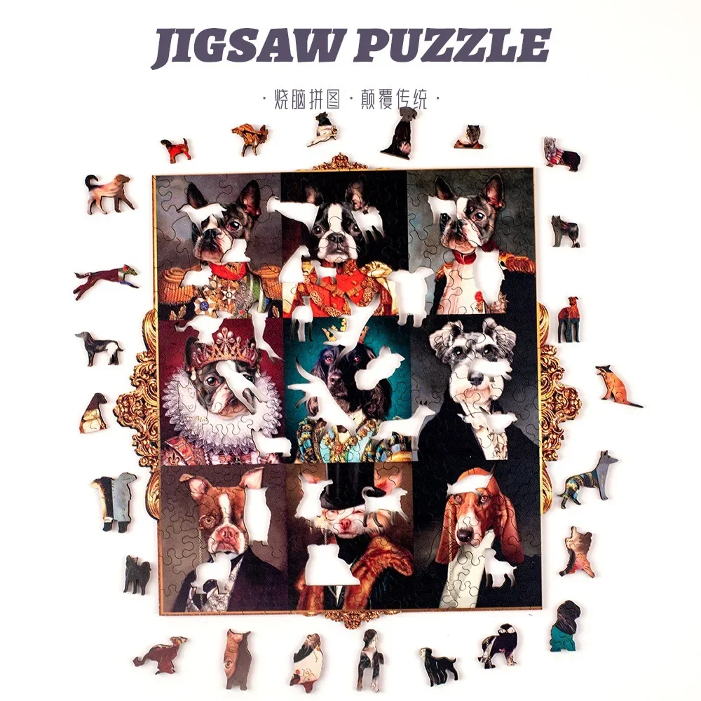 Puzzle "9-grid dog" consegna monopezzo supporto di nicchia piccolo puzzle tridimensionale in legno all'ingrosso transfrontaliero