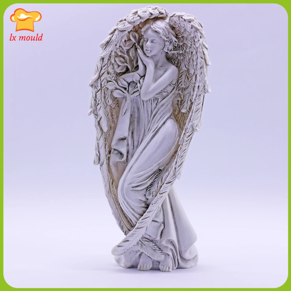 Creatieve Verlossing Engel Siliconen Mallen Sculptuur Betonnen Mal Gips Hars Kaarsvormen 3d Angel & Wings