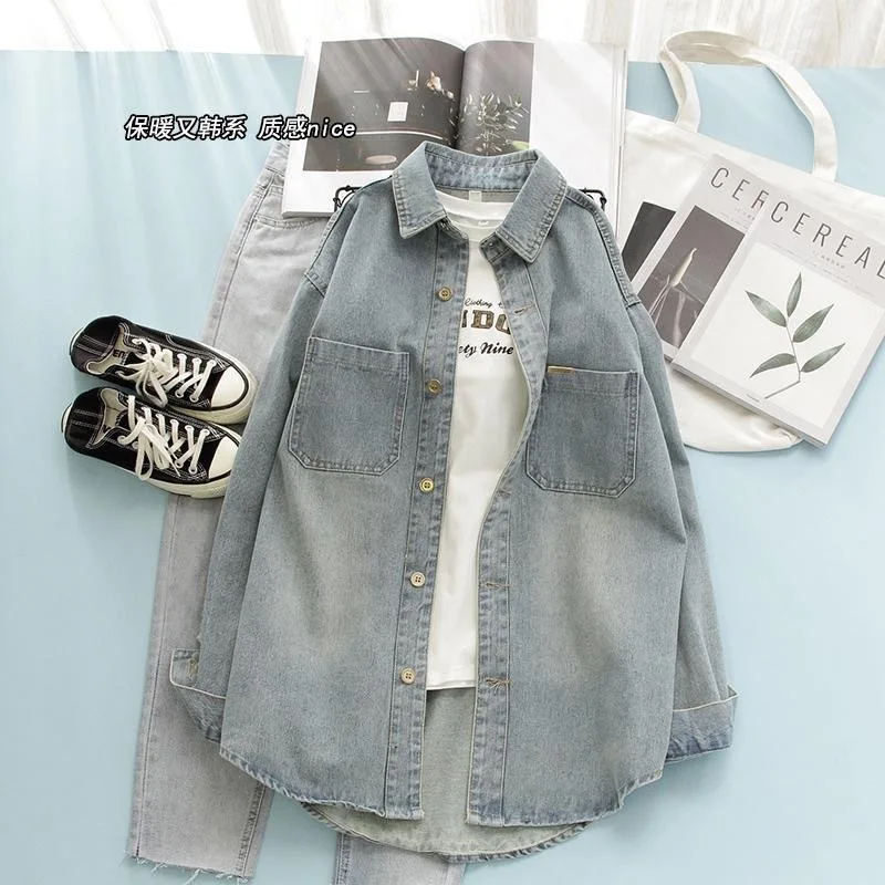 

Denim Coats Woman Long Womens Autumn Woolen Cozy Notched Buttoned Slim-Fit Patchwork Temperament Leisure Appliques Fitted Jacket