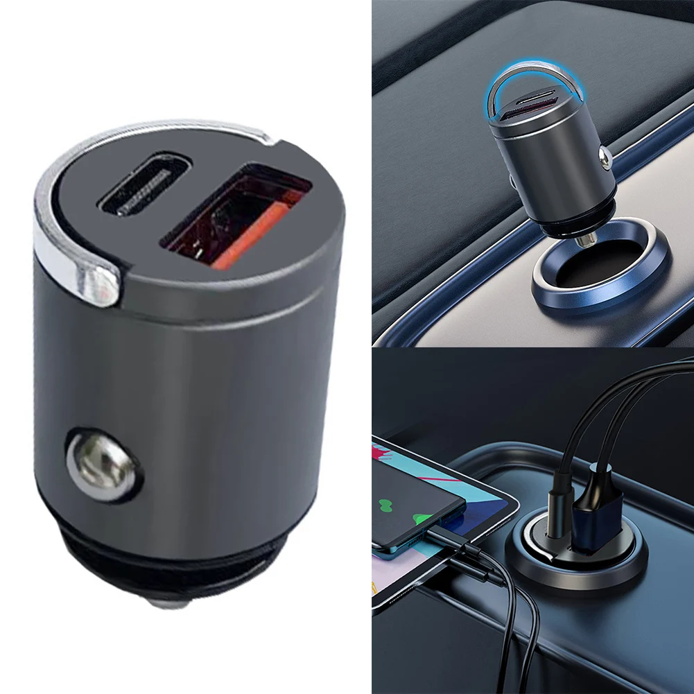 Car USB Charger Height 31mm Power 100W Hidden Installation Not Protruding Car-USB Type C Charger Cigarette-Lighter Adapter